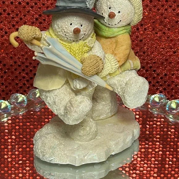 Russ Snowman Couple Figurine - Cream and Tan Approx. 7” - Picture 3 of 11